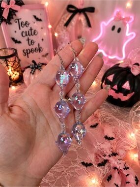 Iridescent Purple Ghost Dangle Earrings